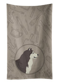 Alaskan Malamute In the Kitchen Kitchen Towel Velour Plush Front and Cotton Loop Back Machine Washable