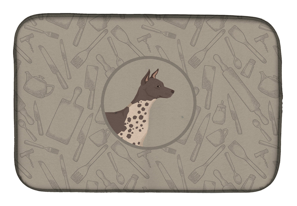American Hairless Terrier In the Kitchen Dish Drying Mat Absorbent Dish Drying Mat Pad for Kitchen Counter Dish Drainer Mat for Countertop, 14 x 21", Multicolor