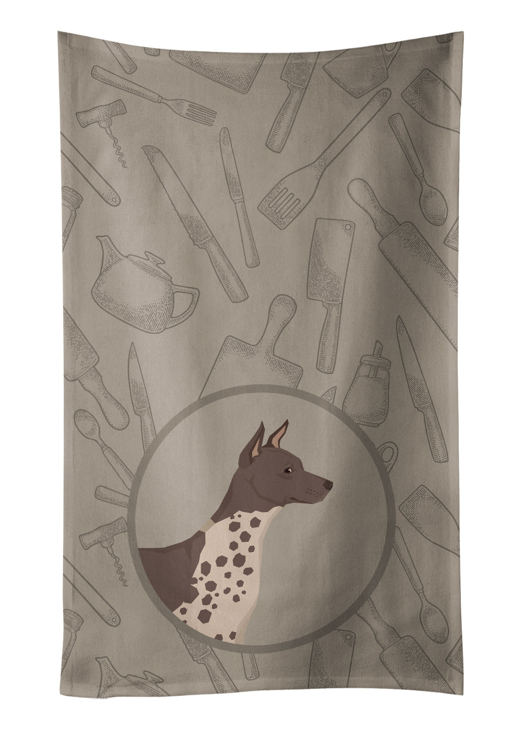 American Hairless Terrier In the Kitchen Kitchen Towel Velour Plush Front and Cotton Loop Back Machine Washable