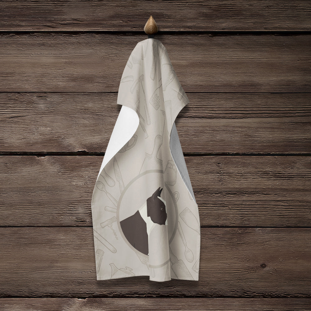 American Staffordshire Terrier In the Kitchen Kitchen Towel Velour Plush Front and Cotton Loop Back Machine Washable