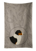 Australian Shepherd In the Kitchen Kitchen Towel Velour Plush Front and Cotton Loop Back Machine Washable