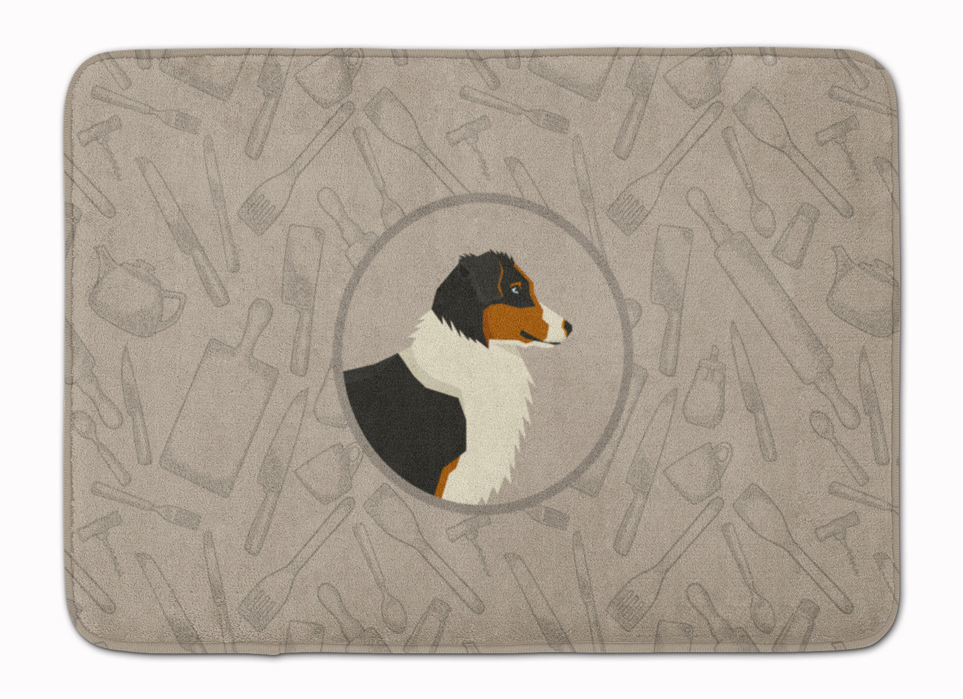 Australian Shepherd In the Kitchen Memory Foam Kitchen Mat Machine Washable Anti-Fatigue Cushion Comfort Bath or Kitchen Rug