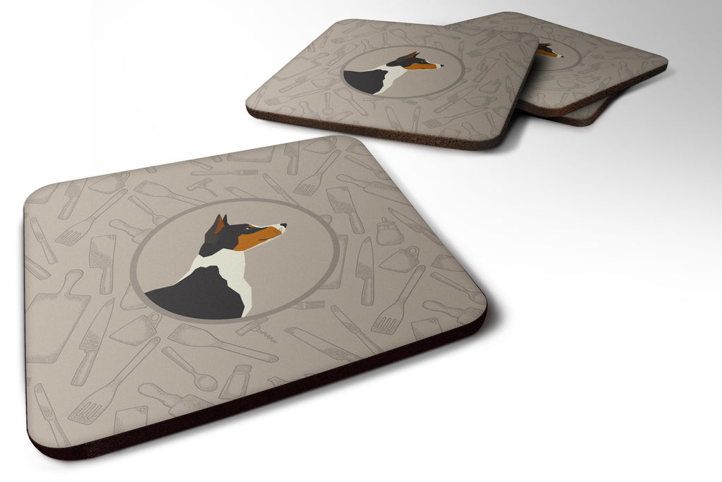 Basenji In the Kitchen Foam Coasters Set of 4 Cup Coasters for Indoor Outdoor, Tabletop Protection, Anti Slip, Mouse pad Material
