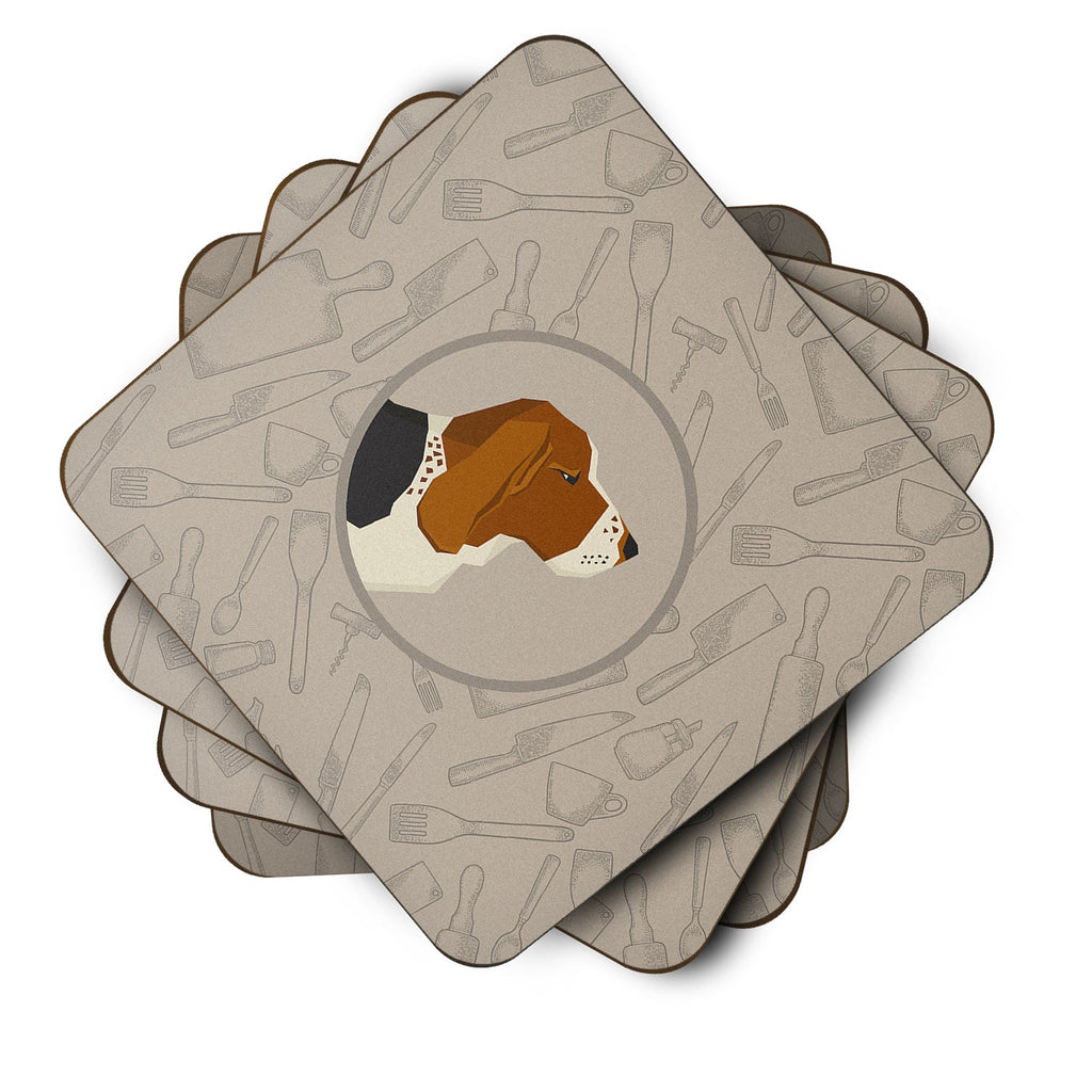 Basset Hound In the Kitchen Foam Coasters Set of 4 Cup Coasters for Indoor Outdoor, Tabletop Protection, Anti Slip, Mouse pad Material