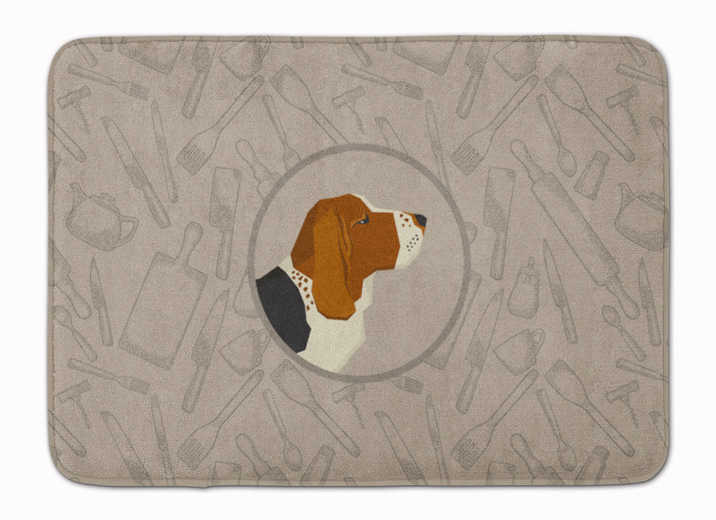 Basset Hound In the Kitchen Memory Foam Kitchen Mat Machine Washable Anti-Fatigue Cushion Comfort Bath or Kitchen Rug