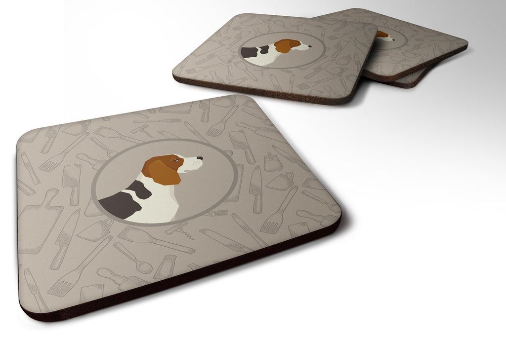 Beagle In the Kitchen Foam Coasters Set of 4 Cup Coasters for Indoor Outdoor, Tabletop Protection, Anti Slip, Mouse pad Material