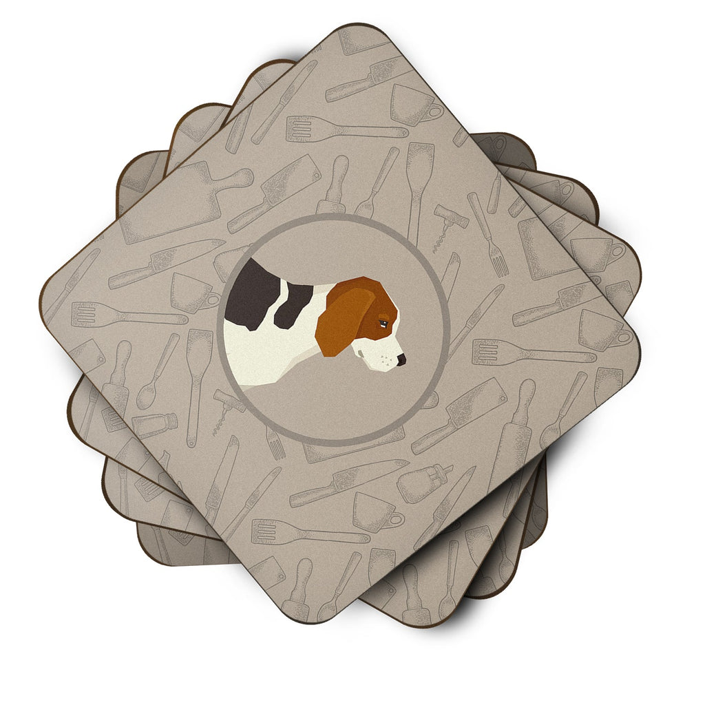 Beagle In the Kitchen Foam Coasters Set of 4 Cup Coasters for Indoor Outdoor, Tabletop Protection, Anti Slip, Mouse pad Material
