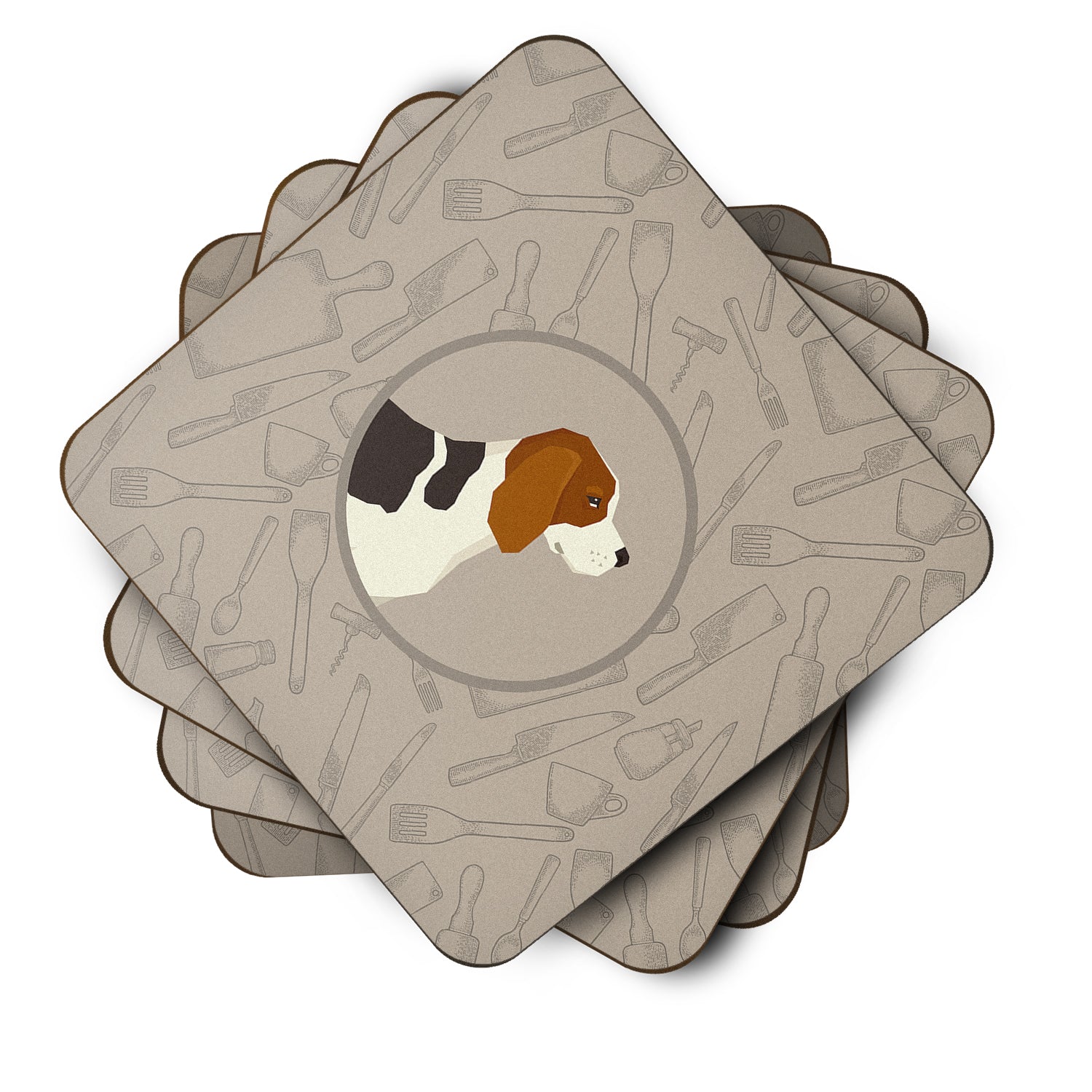 Beagle In the Kitchen Foam Coasters Set of 4 Cup Coasters for Indoor Outdoor, Tabletop Protection, Anti Slip, Mouse pad Material