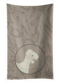 Bedlington Terrier In the Kitchen Kitchen Towel Velour Plush Front and Cotton Loop Back Machine Washable