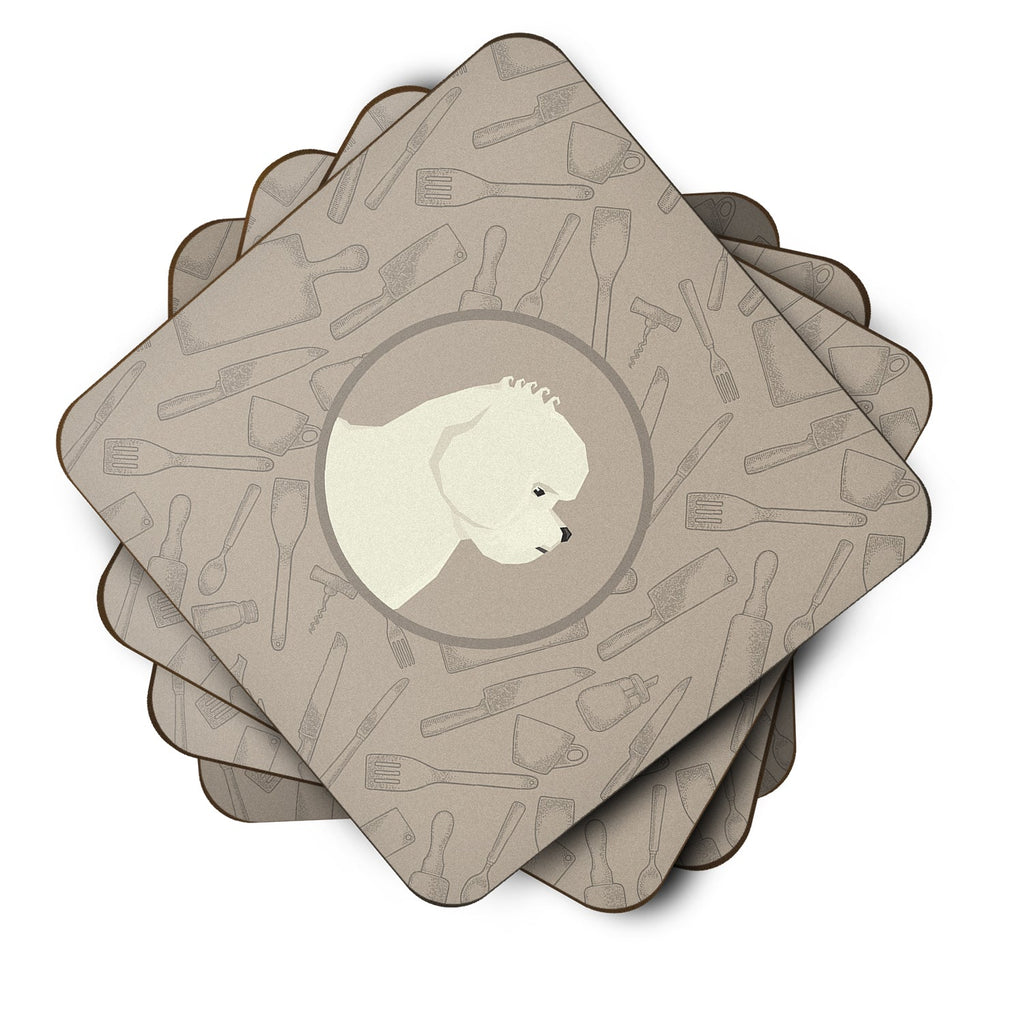 Bichon Frise In the Kitchen Foam Coasters Set of 4 Cup Coasters for Indoor Outdoor, Tabletop Protection, Anti Slip, Mouse pad Material