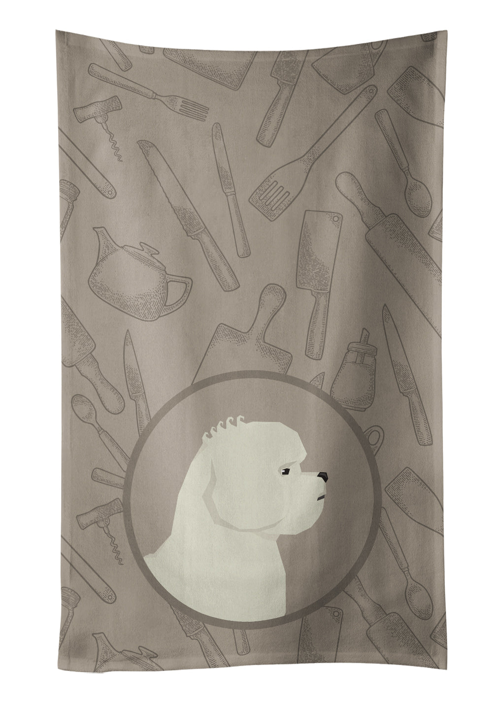 Bichon Frise In the Kitchen Kitchen Towel Velour Plush Front and Cotton Loop Back Machine Washable
