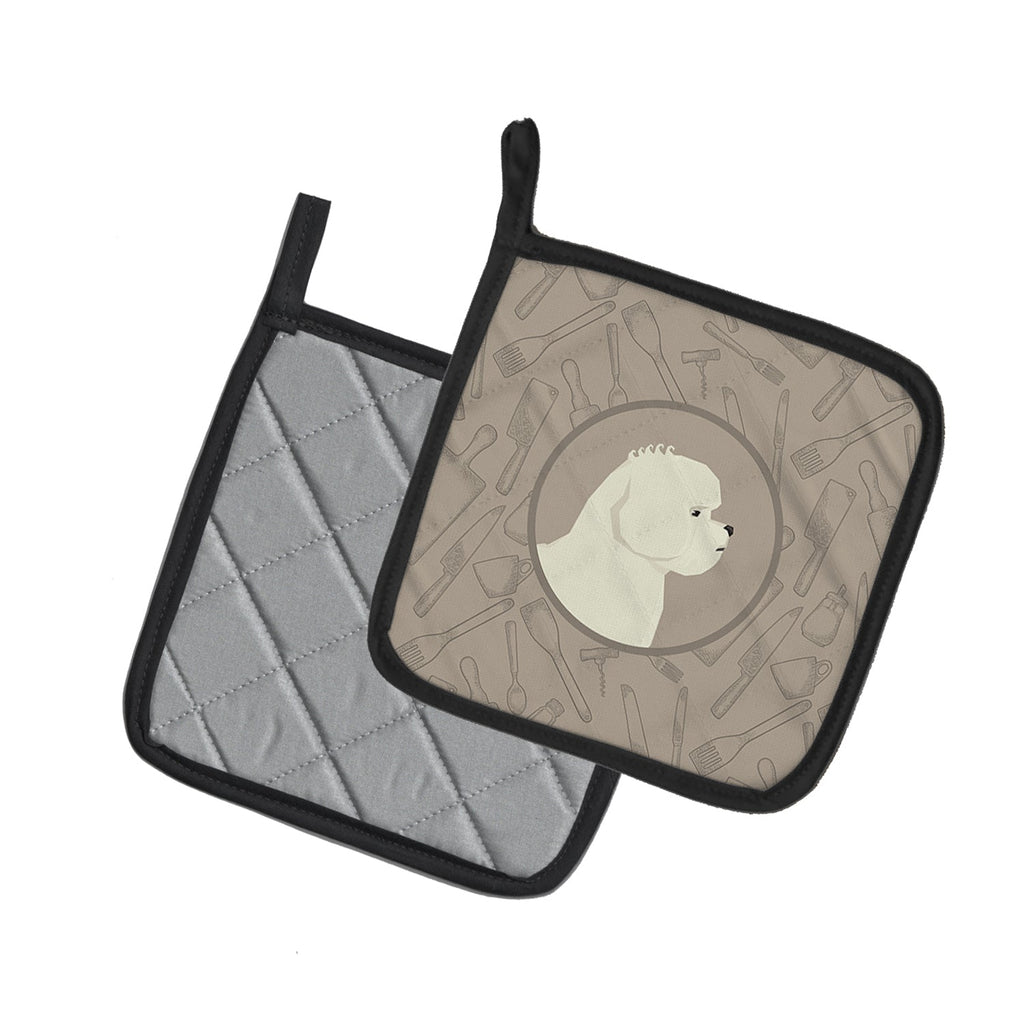 Bichon Frise In the Kitchen Pot Holder Set of 2 Heat Resistant Quilted Hot Pads 7.5 x 7.5 Inch, Insulated Kitchen Trivets for Cooking & Baking