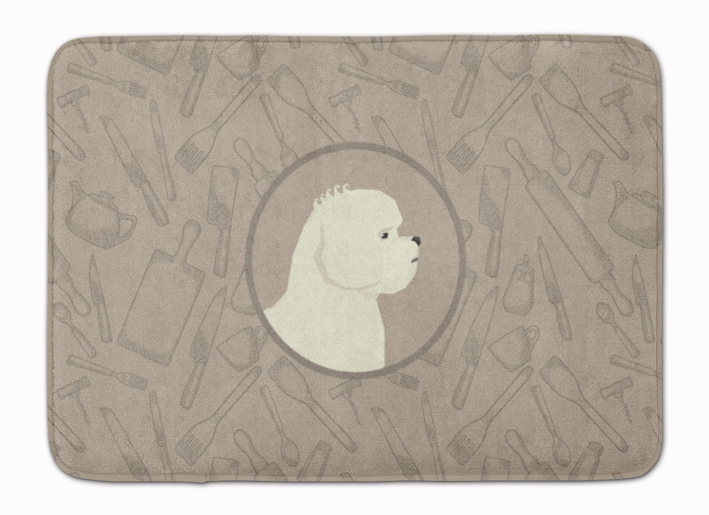 Bichon Frise In the Kitchen Memory Foam Kitchen Mat Machine Washable Anti-Fatigue Cushion Comfort Bath or Kitchen Rug
