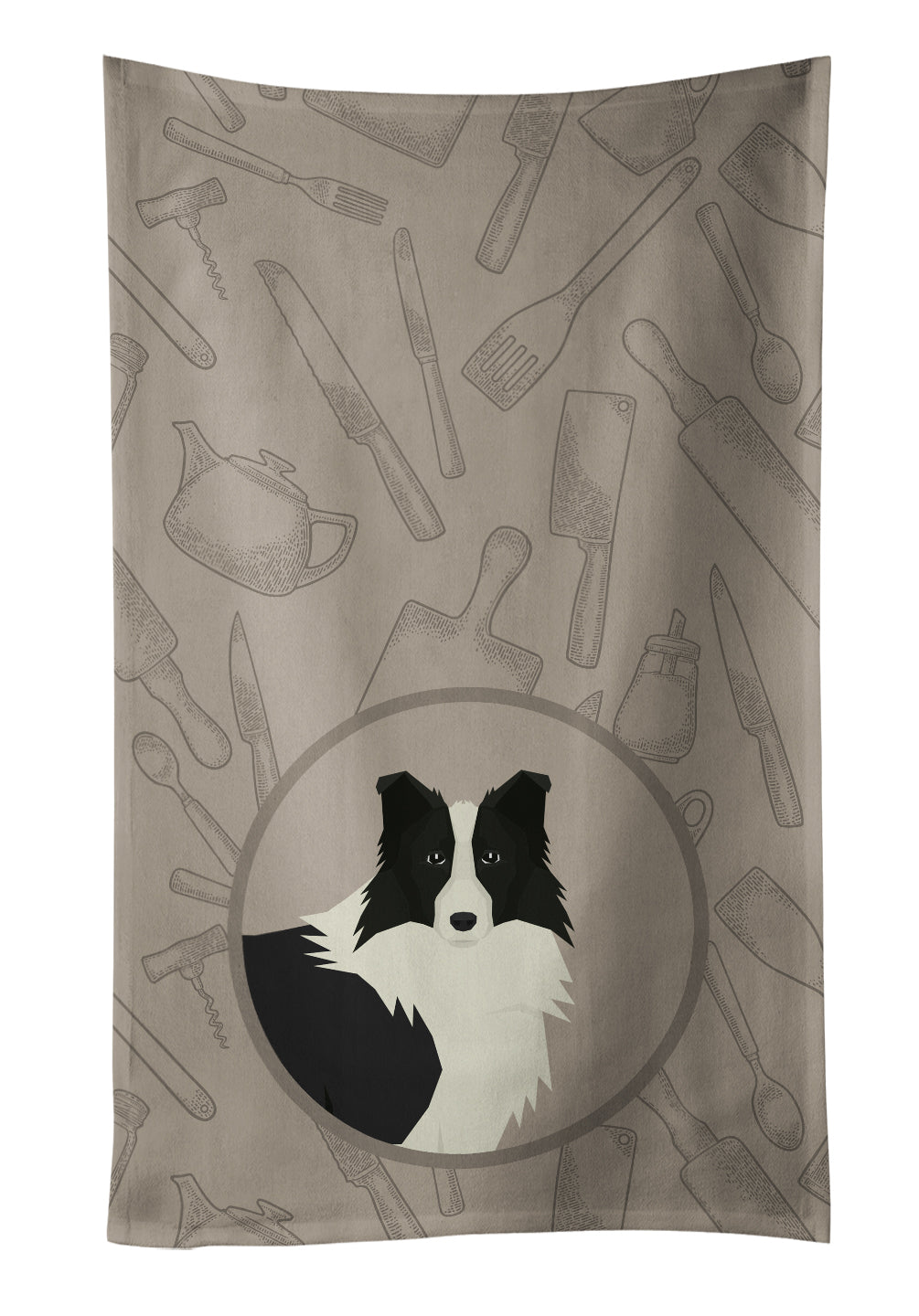 Border Collie In the Kitchen Kitchen Towel Velour Plush Front and Cotton Loop Back Machine Washable
