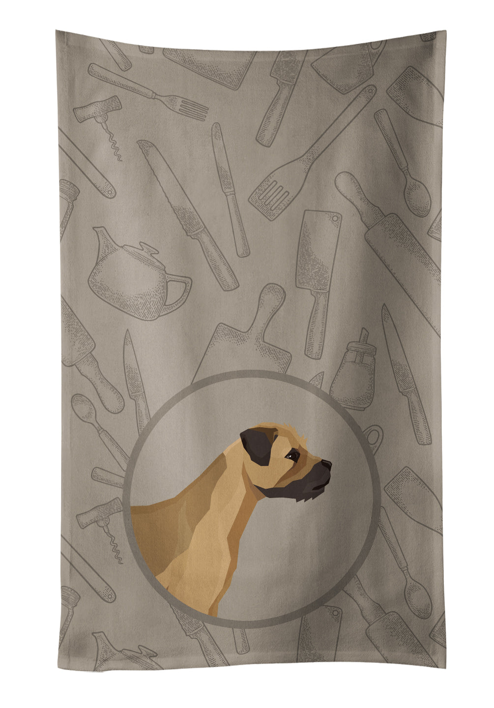 Border Terrier In the Kitchen Kitchen Towel Velour Plush Front and Cotton Loop Back Machine Washable