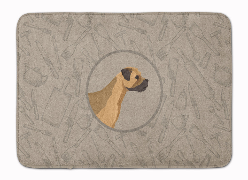 Border Terrier In the Kitchen Memory Foam Kitchen Mat Machine Washable Anti-Fatigue Cushion Comfort Bath or Kitchen Rug
