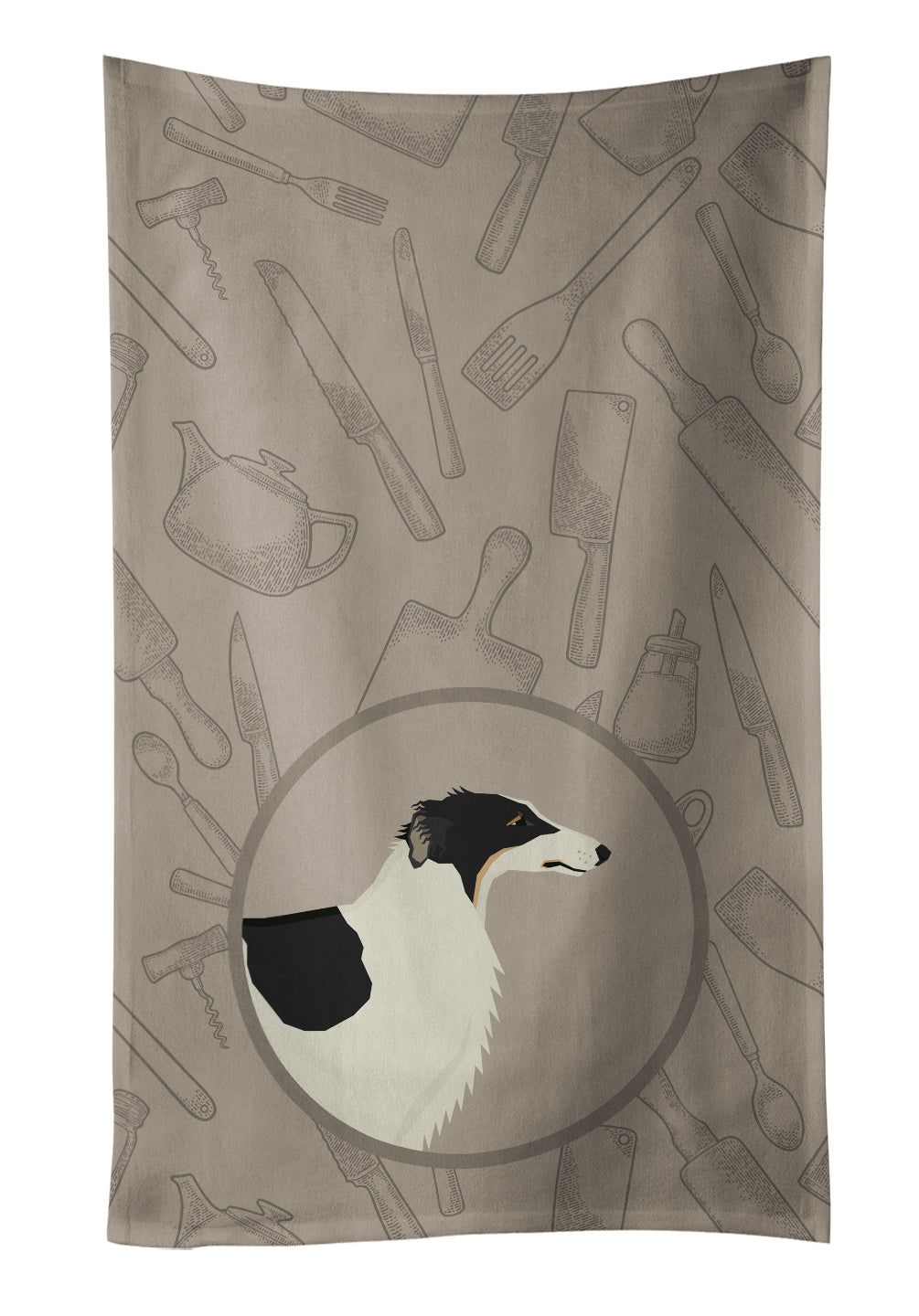Borzoi In the Kitchen Kitchen Towel Velour Plush Front and Cotton Loop Back Machine Washable