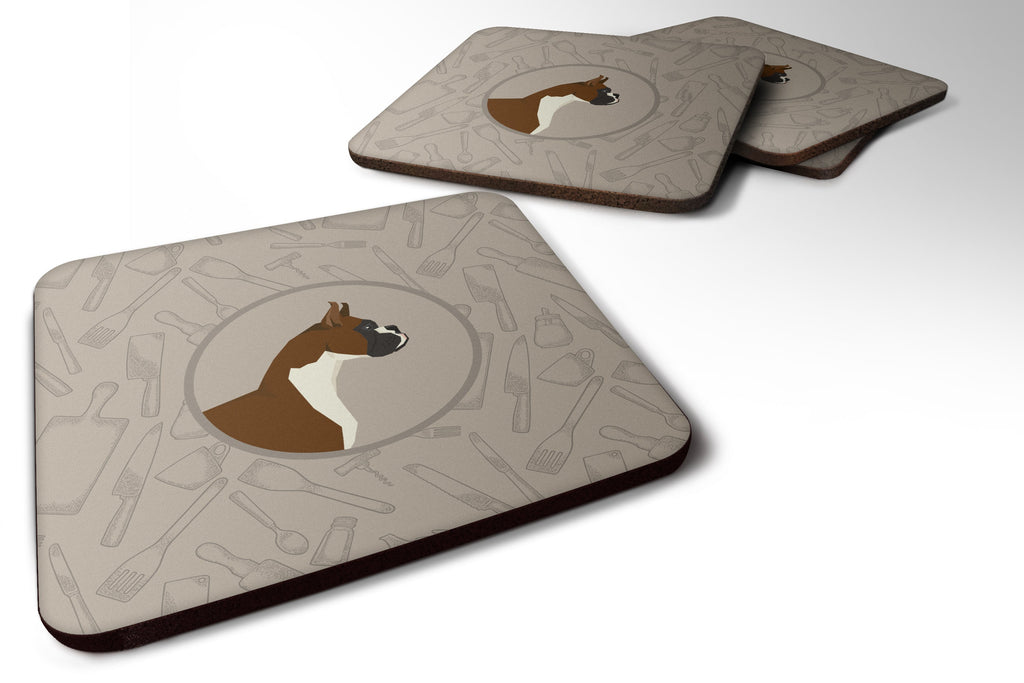 Boxer In the Kitchen Foam Coasters Set of 4 Cup Coasters for Indoor Outdoor, Tabletop Protection, Anti Slip, Mouse pad Material
