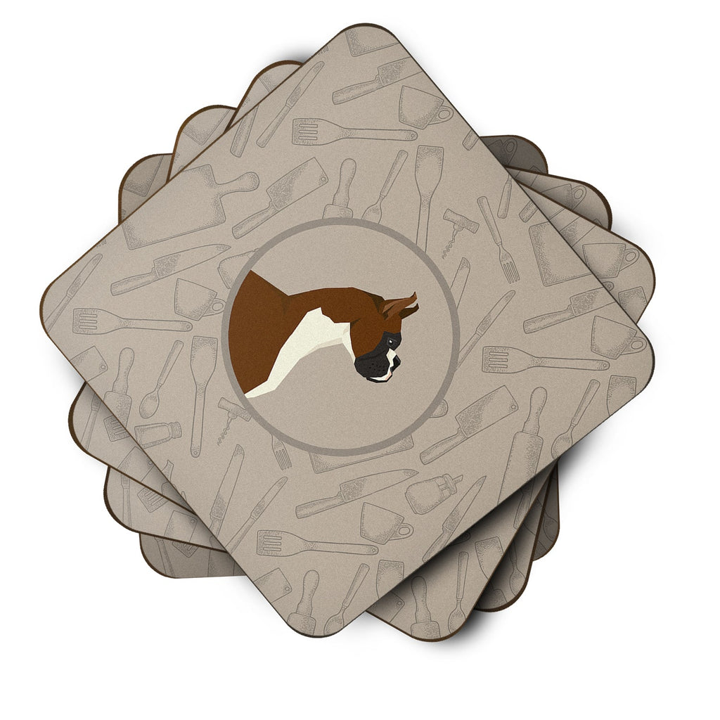 Boxer In the Kitchen Foam Coasters Set of 4 Cup Coasters for Indoor Outdoor, Tabletop Protection, Anti Slip, Mouse pad Material