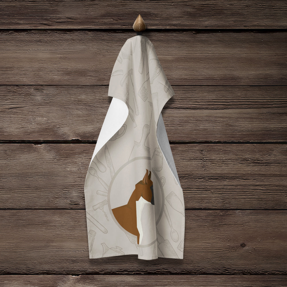 Boxer In the Kitchen Kitchen Towel Velour Plush Front and Cotton Loop Back Machine Washable