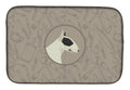 Black and White Bull Terrier In the Kitchen Dish Drying Mat Absorbent Dish Drying Mat Pad for Kitchen Counter Dish Drainer Mat for Countertop, 14 x 21", Multicolor