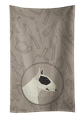 Black and White Bull Terrier In the Kitchen Kitchen Towel Velour Plush Front and Cotton Loop Back Machine Washable