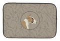 Fawn and White Bull Terrier In the Kitchen Dish Drying Mat Absorbent Dish Drying Mat Pad for Kitchen Counter Dish Drainer Mat for Countertop, 14 x 21", Multicolor