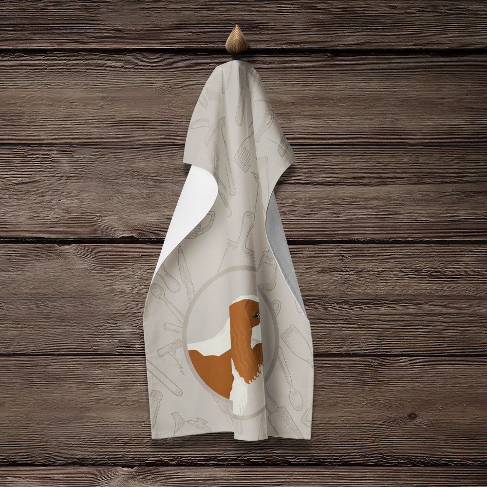 Cavalier Spaniel In the Kitchen Kitchen Towel Velour Plush Front and Cotton Loop Back Machine Washable