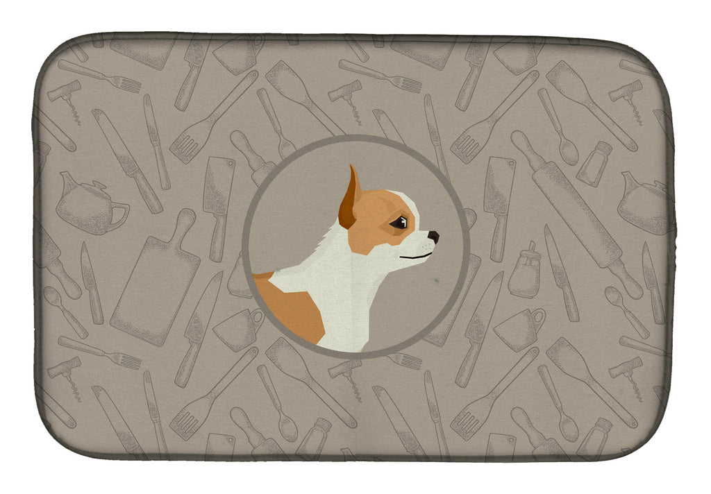 Chihuahua In the Kitchen Dish Drying Mat Absorbent Dish Drying Mat Pad for Kitchen Counter Dish Drainer Mat for Countertop, 14 x 21", Multicolor