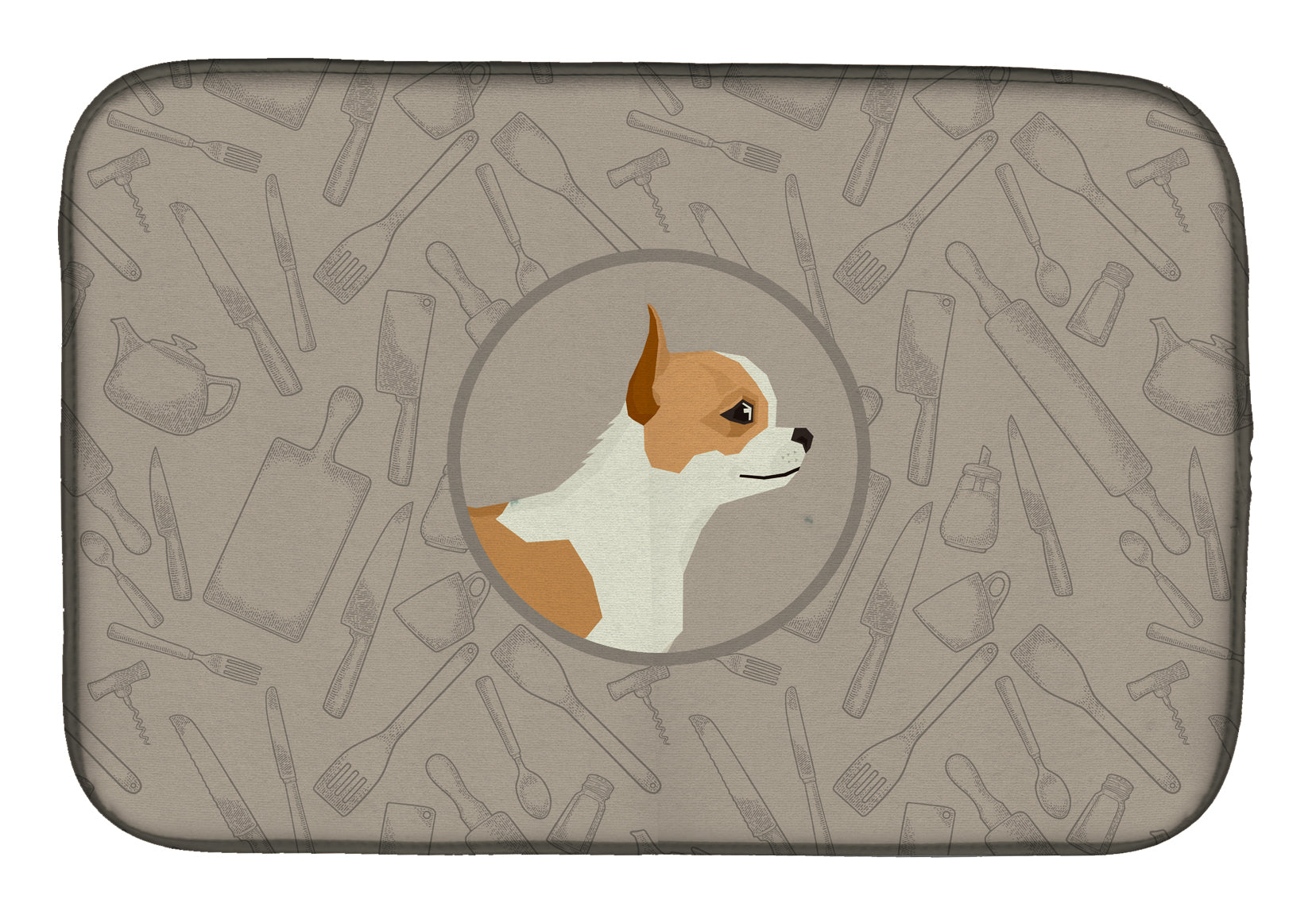 Chihuahua In the Kitchen Dish Drying Mat Absorbent Dish Drying Mat Pad for Kitchen Counter Dish Drainer Mat for Countertop, 14 x 21", Multicolor