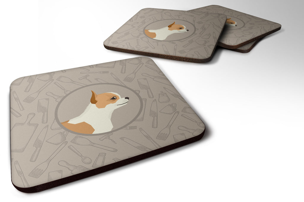 Chihuahua In the Kitchen Foam Coasters Set of 4 Cup Coasters for Indoor Outdoor, Tabletop Protection, Anti Slip, Mouse pad Material