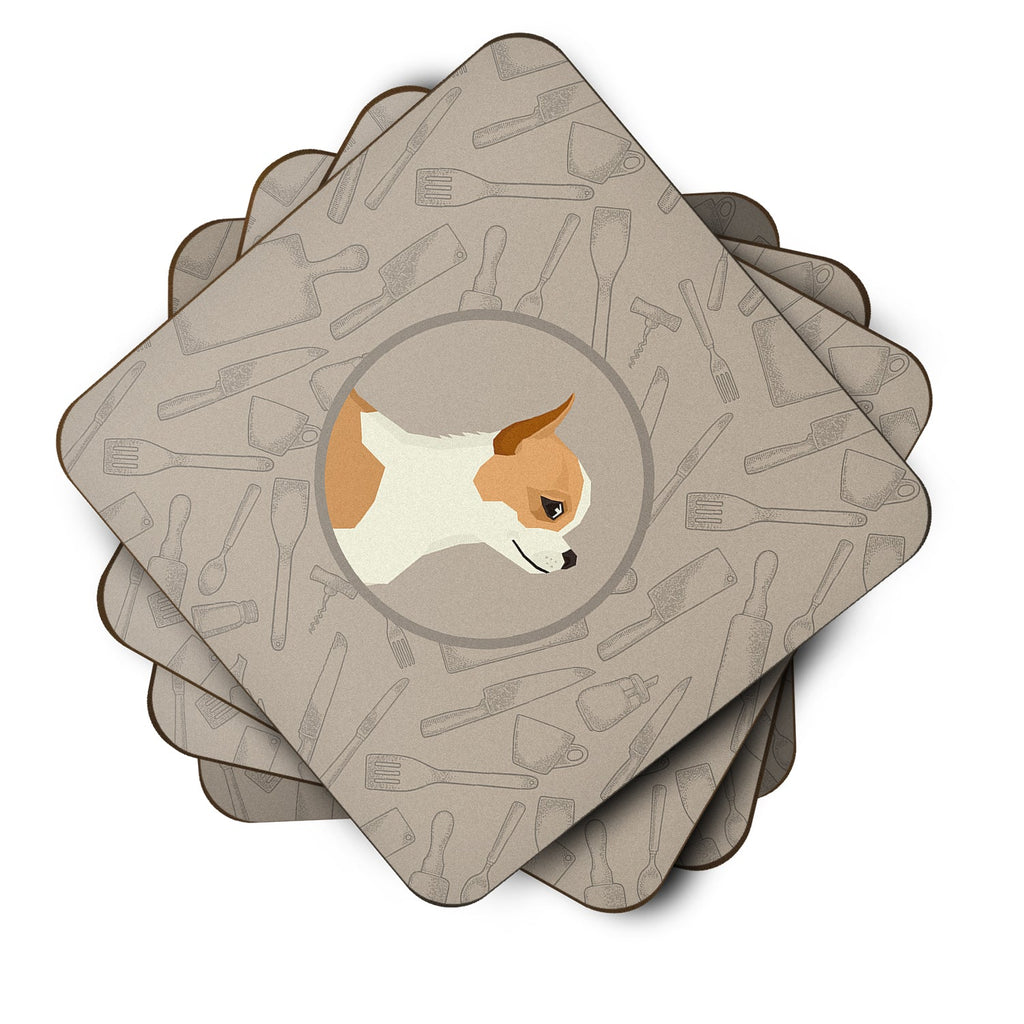 Chihuahua In the Kitchen Foam Coasters Set of 4 Cup Coasters for Indoor Outdoor, Tabletop Protection, Anti Slip, Mouse pad Material