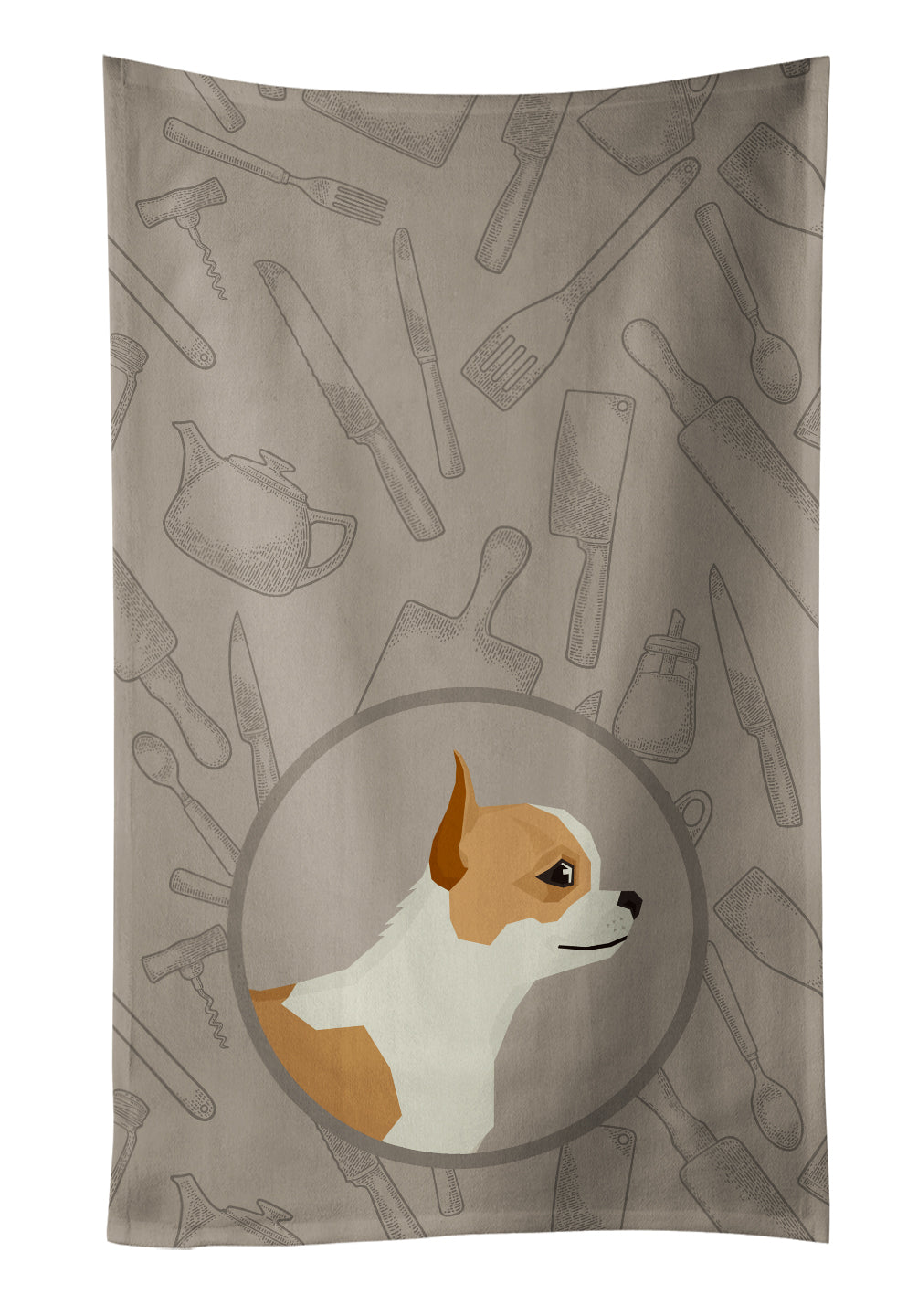 Chihuahua In the Kitchen Kitchen Towel Velour Plush Front and Cotton Loop Back Machine Washable