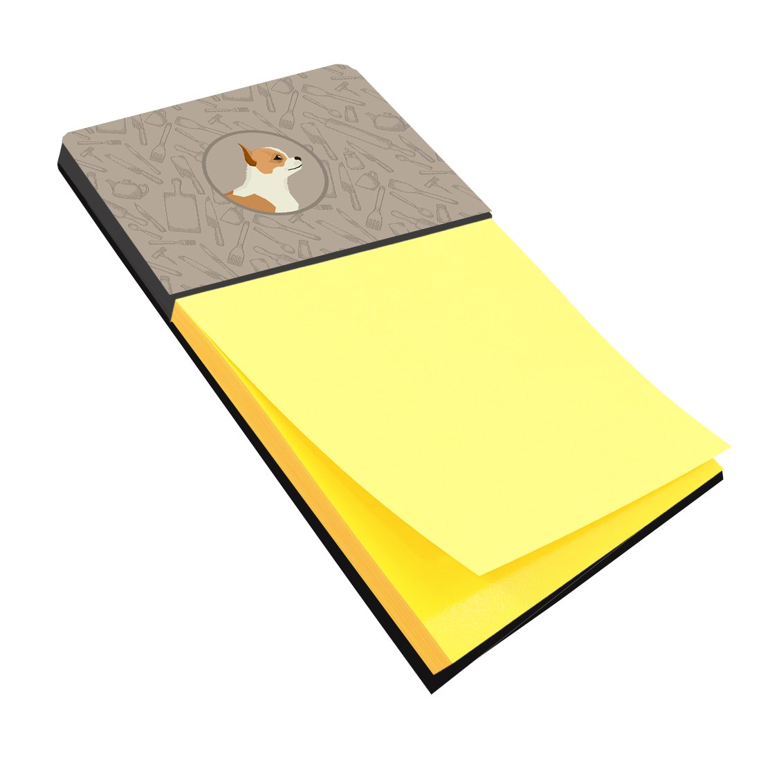 Chihuahua In the Kitchen Watercolor Sticky Note Holder Refillable Dispenser Desk Accessory 3x3 Pad Gift