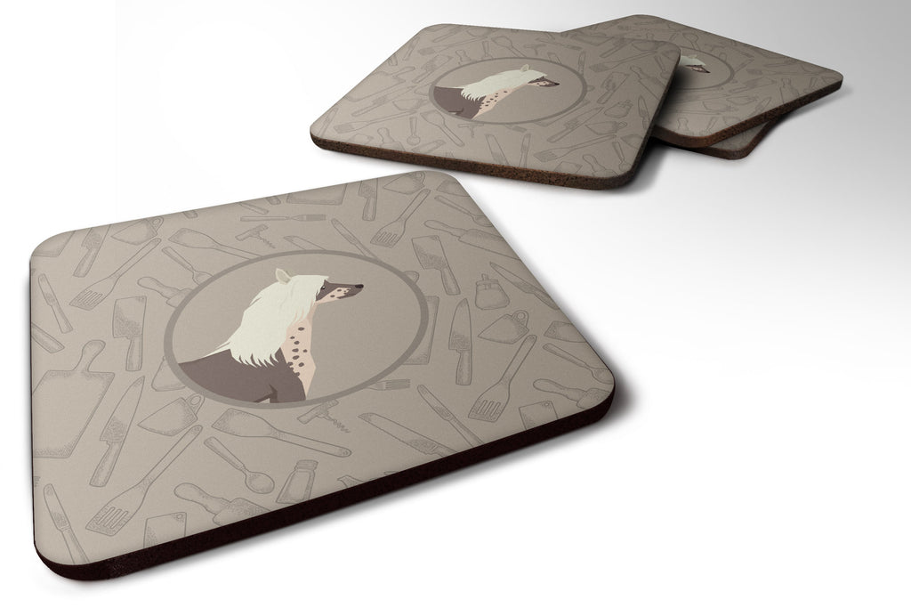 Chinese Crested In the Kitchen Foam Coasters Set of 4 Cup Coasters for Indoor Outdoor, Tabletop Protection, Anti Slip, Mouse pad Material