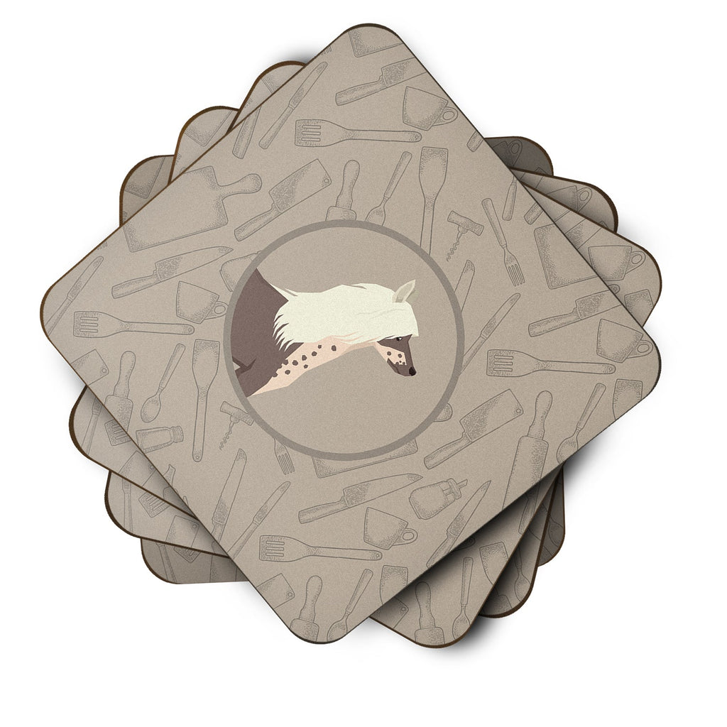 Chinese Crested In the Kitchen Foam Coasters Set of 4 Cup Coasters for Indoor Outdoor, Tabletop Protection, Anti Slip, Mouse pad Material
