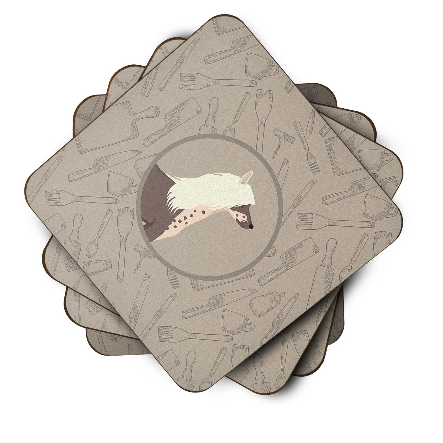 Chinese Crested In the Kitchen Foam Coasters Set of 4 Cup Coasters for Indoor Outdoor, Tabletop Protection, Anti Slip, Mouse pad Material