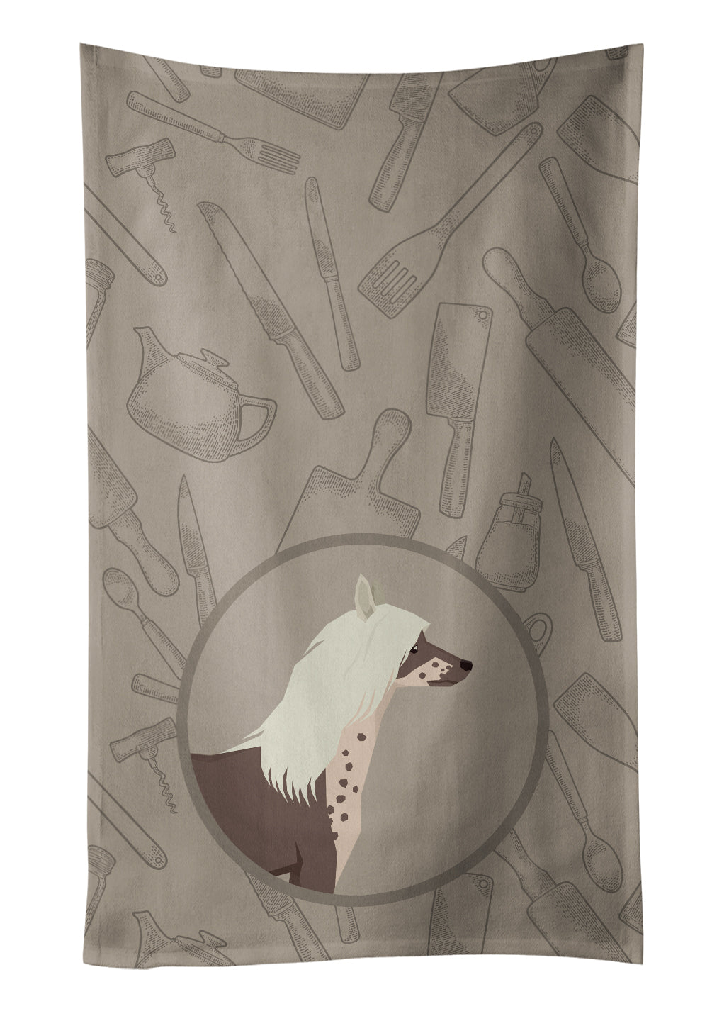 Chinese Crested In the Kitchen Kitchen Towel Velour Plush Front and Cotton Loop Back Machine Washable
