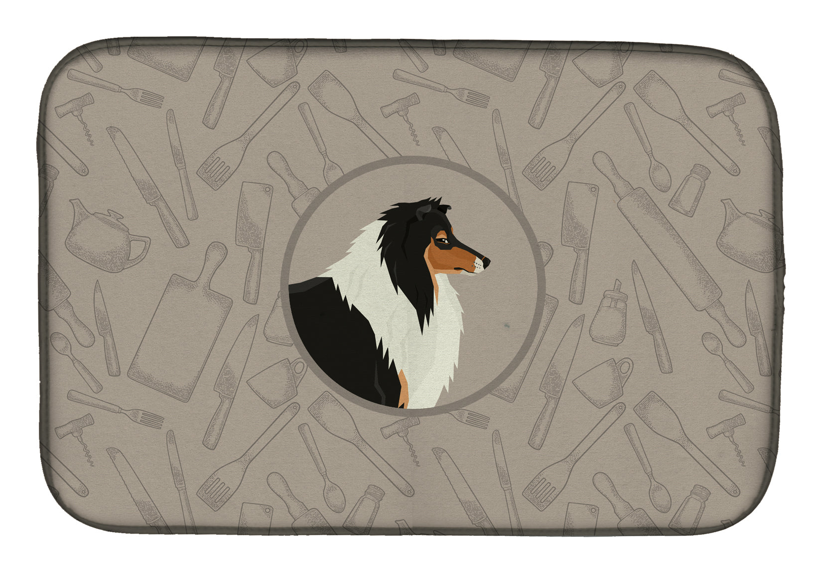 Collie In the Kitchen Dish Drying Mat Absorbent Dish Drying Mat Pad for Kitchen Counter Dish Drainer Mat for Countertop, 14 x 21", Multicolor