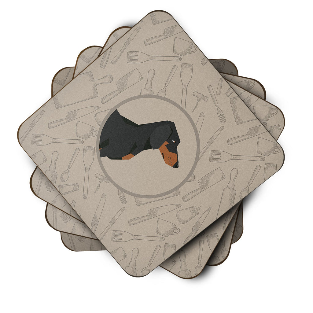 Dachshund In the Kitchen Foam Coasters Set of 4 Cup Coasters for Indoor Outdoor, Tabletop Protection, Anti Slip, Mouse pad Material