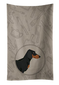 Dachshund In the Kitchen Kitchen Towel Velour Plush Front and Cotton Loop Back Machine Washable