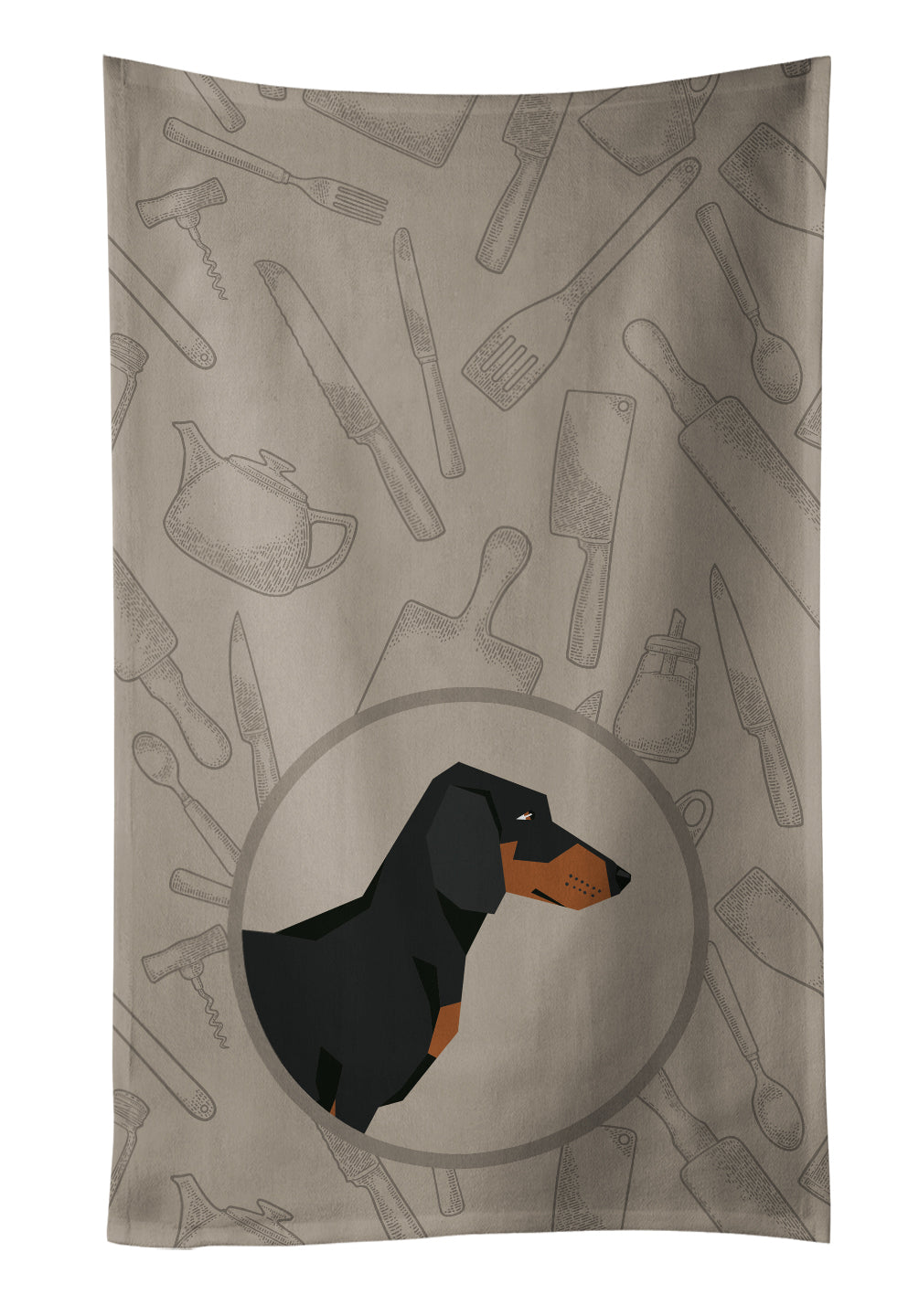 Dachshund In the Kitchen Kitchen Towel Velour Plush Front and Cotton Loop Back Machine Washable