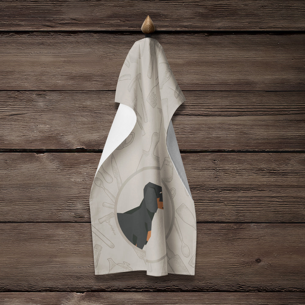 Dachshund In the Kitchen Kitchen Towel Velour Plush Front and Cotton Loop Back Machine Washable