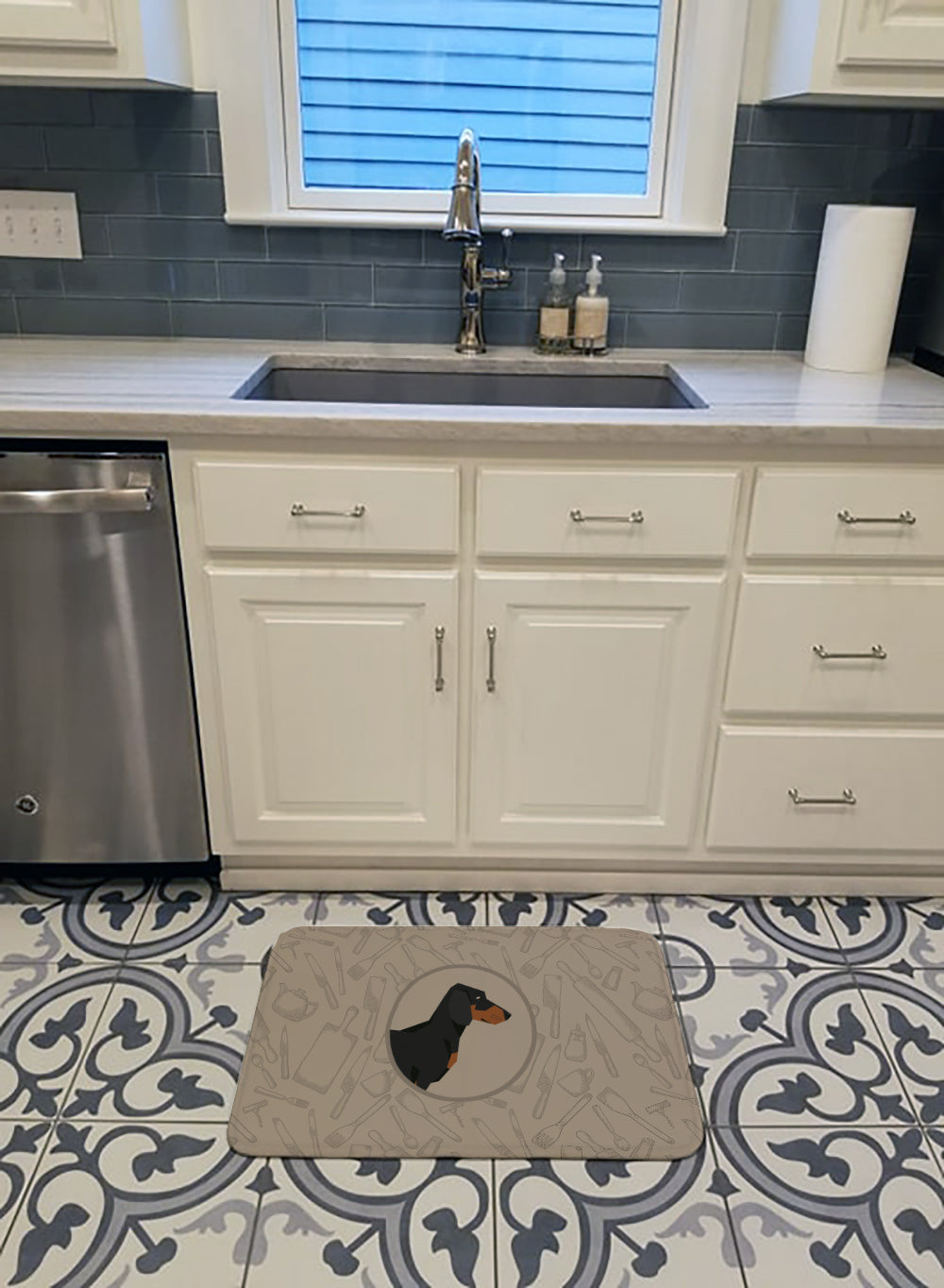 Dachshund In the Kitchen Memory Foam Kitchen Mat Machine Washable Anti-Fatigue Cushion Comfort Bath or Kitchen Rug