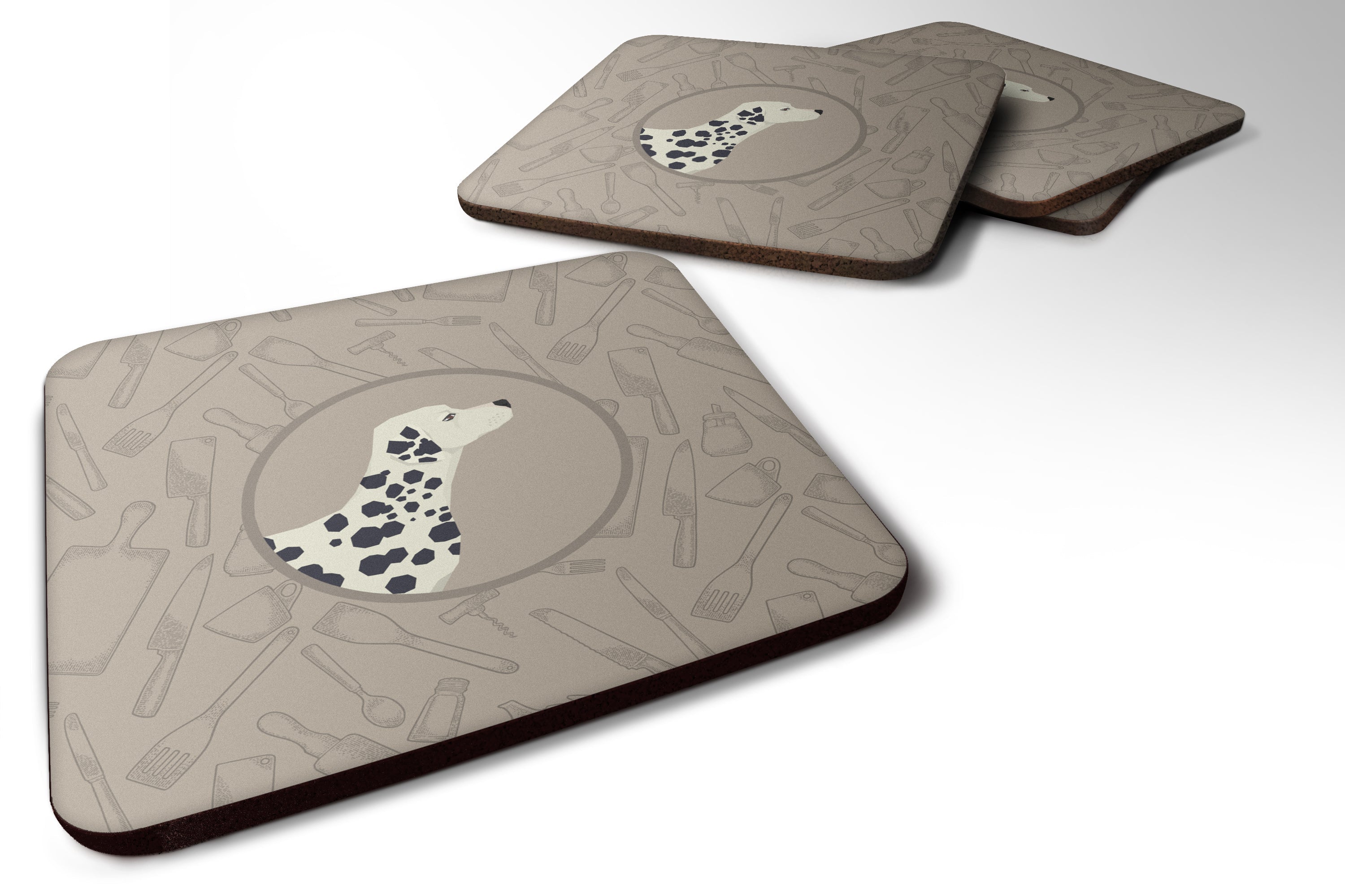 Dalmatian In the Kitchen Foam Coasters Set of 4 Cup Coasters for Indoor Outdoor, Tabletop Protection, Anti Slip, Mouse pad Material
