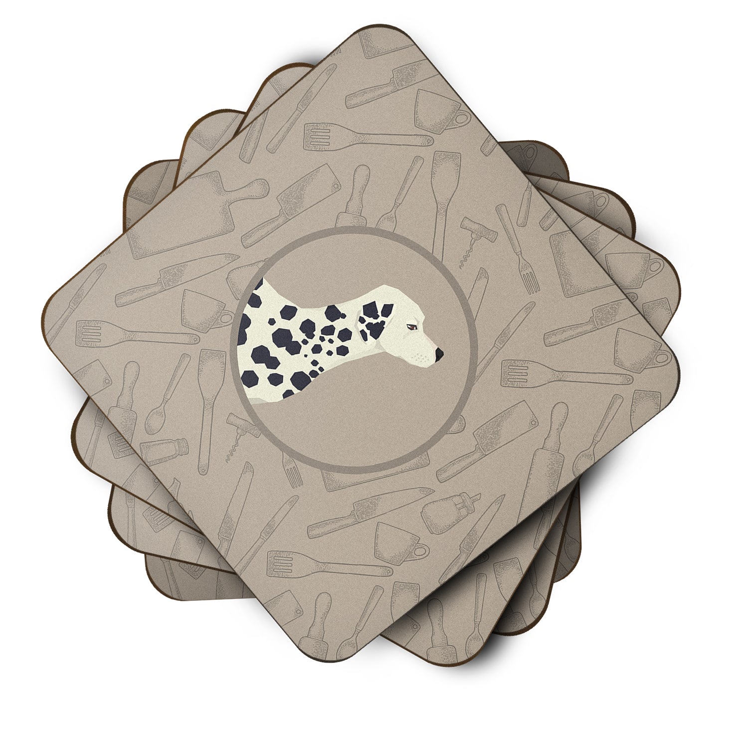 Dalmatian In the Kitchen Foam Coasters Set of 4 Cup Coasters for Indoor Outdoor, Tabletop Protection, Anti Slip, Mouse pad Material