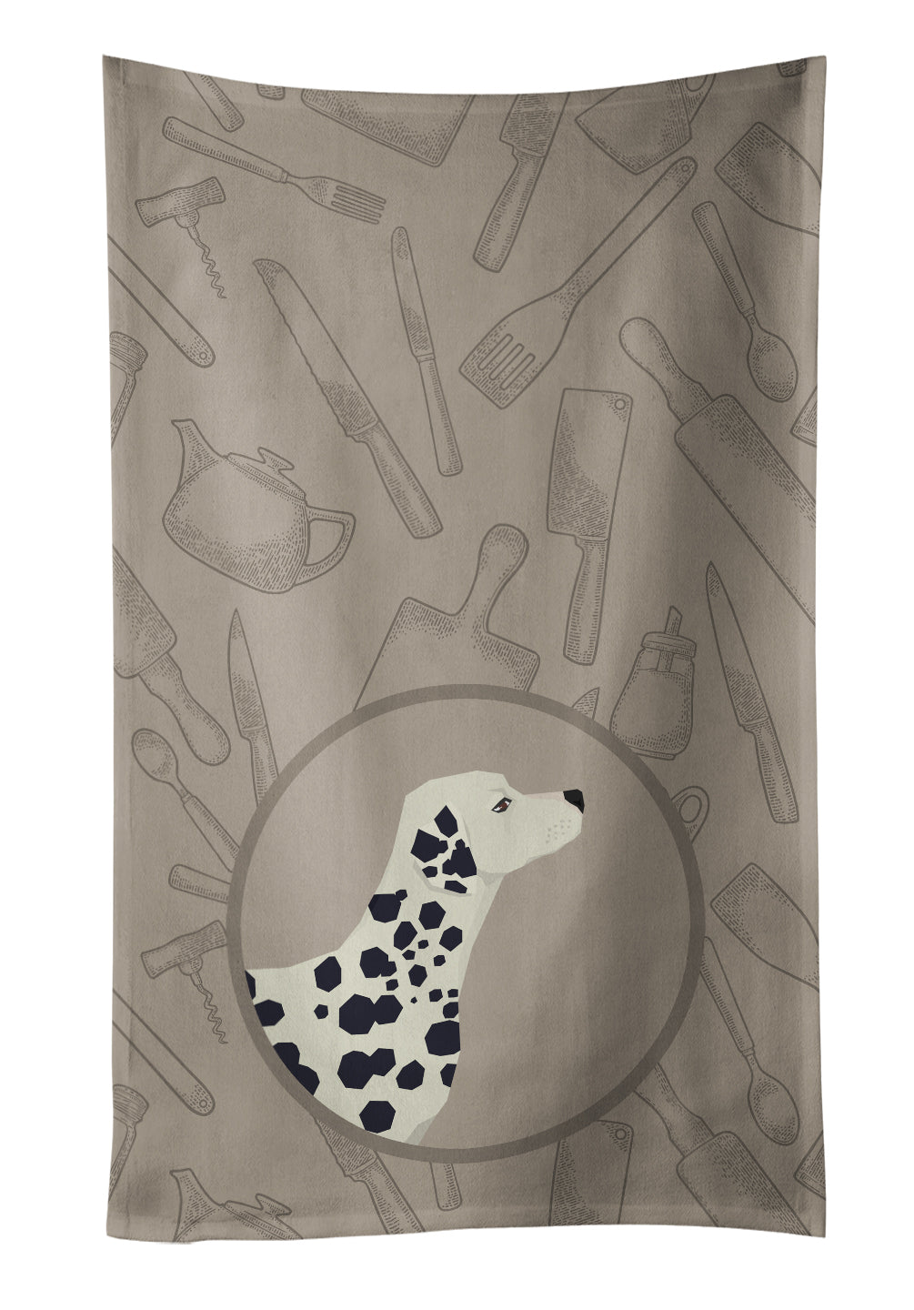 Dalmatian In the Kitchen Kitchen Towel Velour Plush Front and Cotton Loop Back Machine Washable