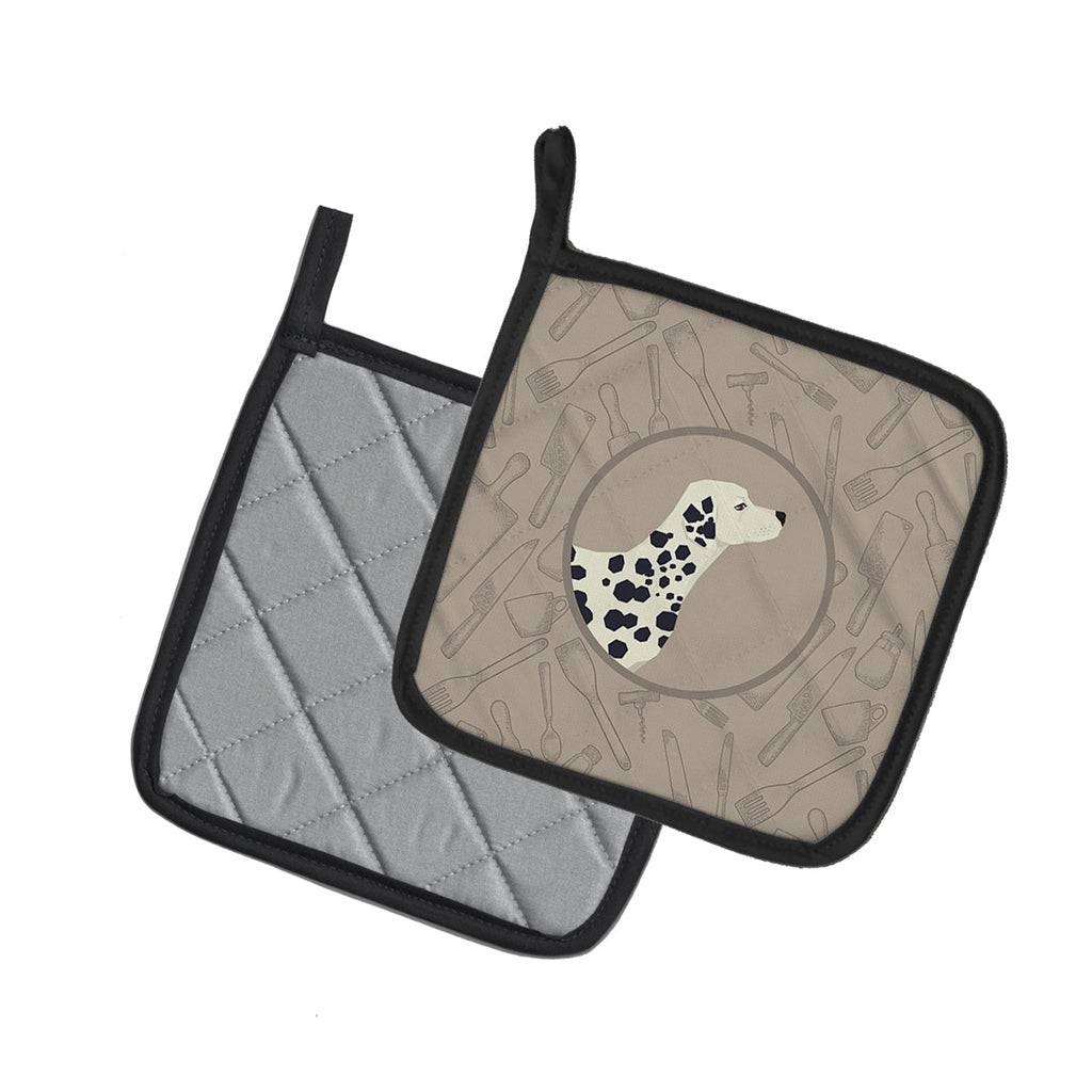 Dalmatian In the Kitchen Pot Holder Set of 2 Heat Resistant Quilted Hot Pads 7.5 x 7.5 Inch, Insulated Kitchen Trivets for Cooking & Baking