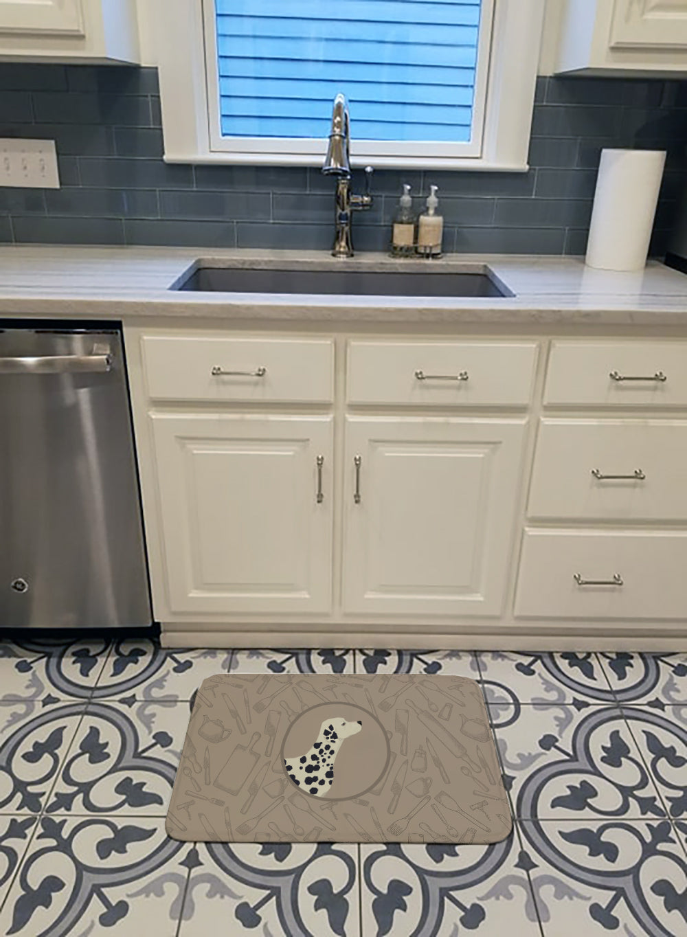 Dalmatian In the Kitchen Memory Foam Kitchen Mat Machine Washable Anti-Fatigue Cushion Comfort Bath or Kitchen Rug