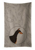 Doberman Pinscher In the Kitchen Kitchen Towel Velour Plush Front and Cotton Loop Back Machine Washable